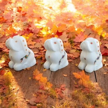 White Glossy Ceramic Dog Shaped