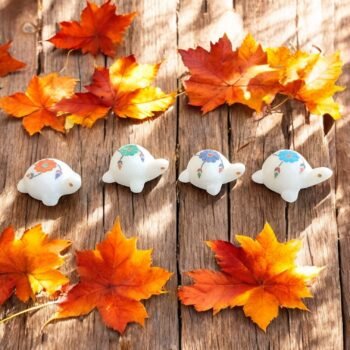 Tiny White Ceramic Turtles
