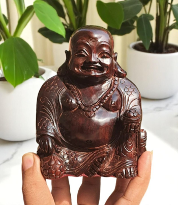 Wooden Laughing Buddha Statue