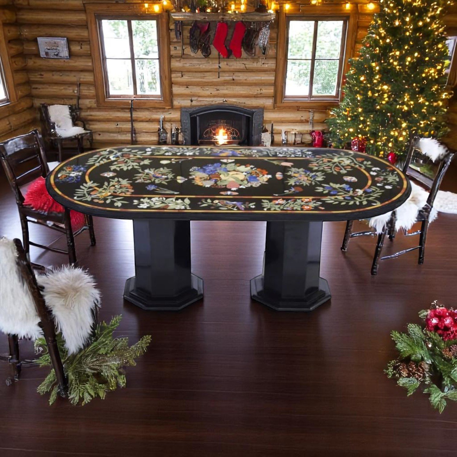 Large Rectangular Marble Dining Table
