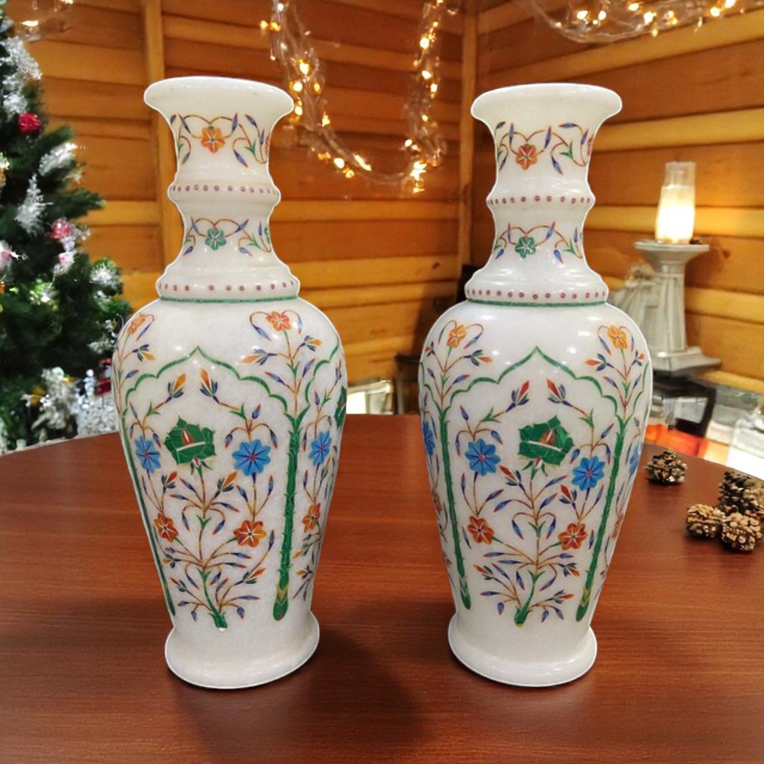 matching pair of decorative ceramic vases