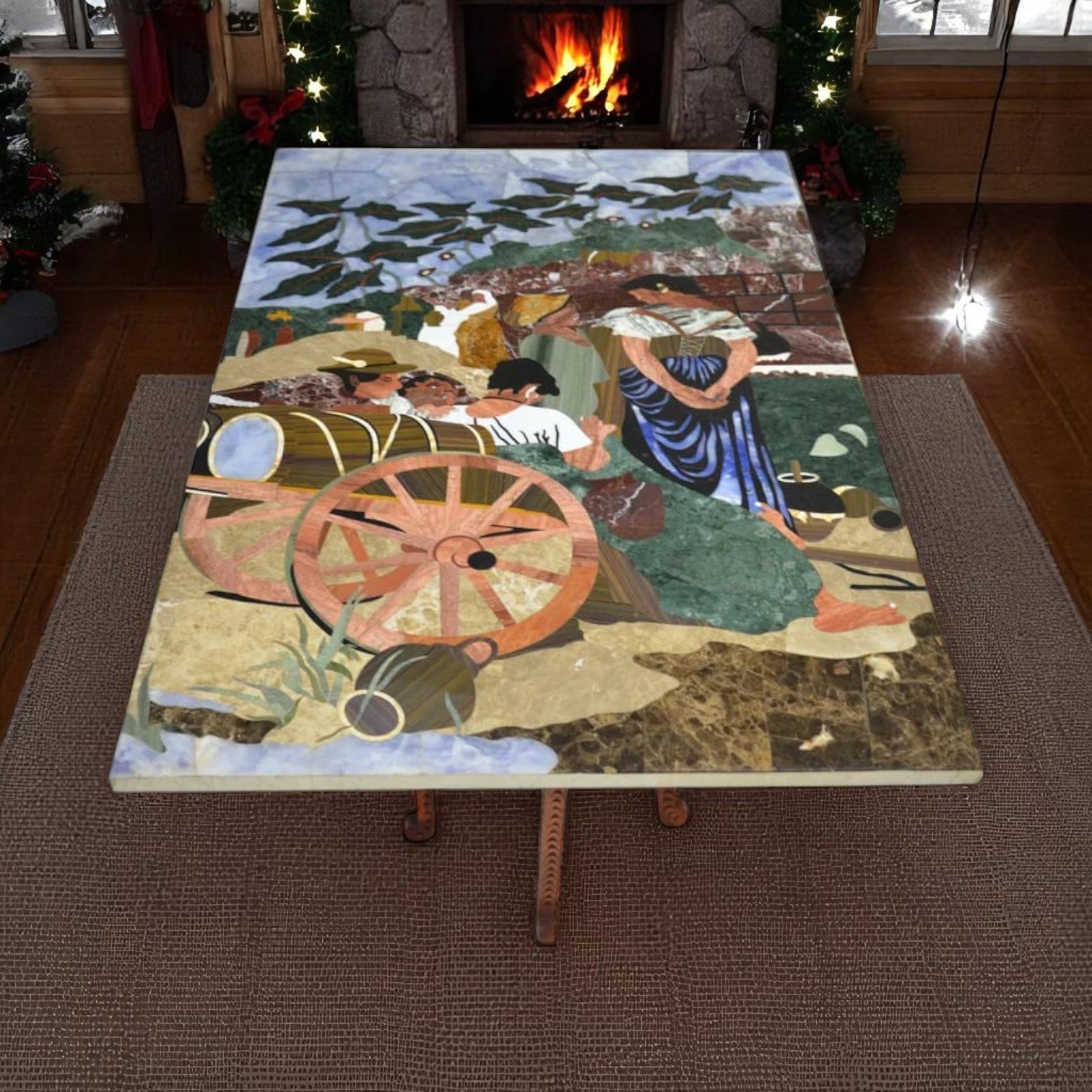 Painting Depicting a Lively Outdoor