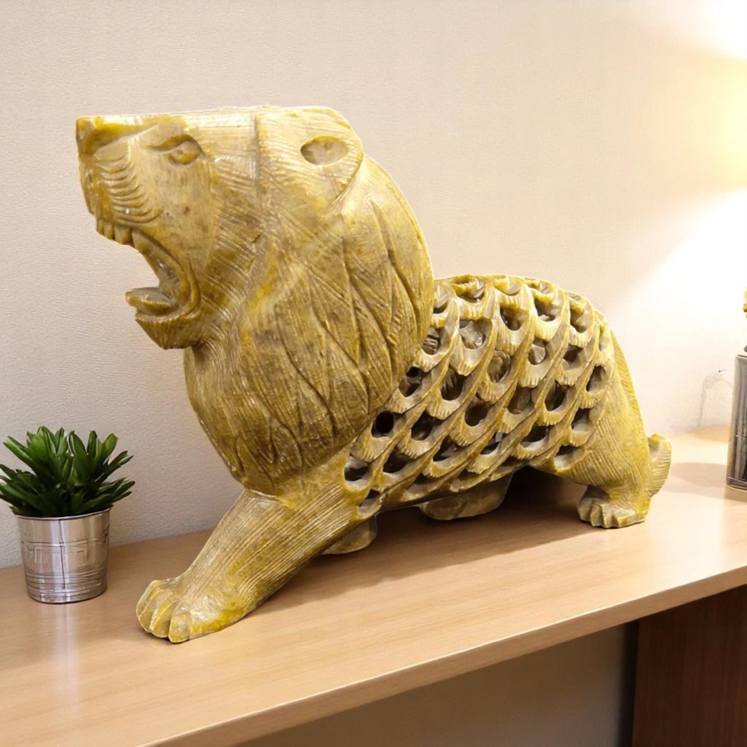Large Handcrafted Marble Lion