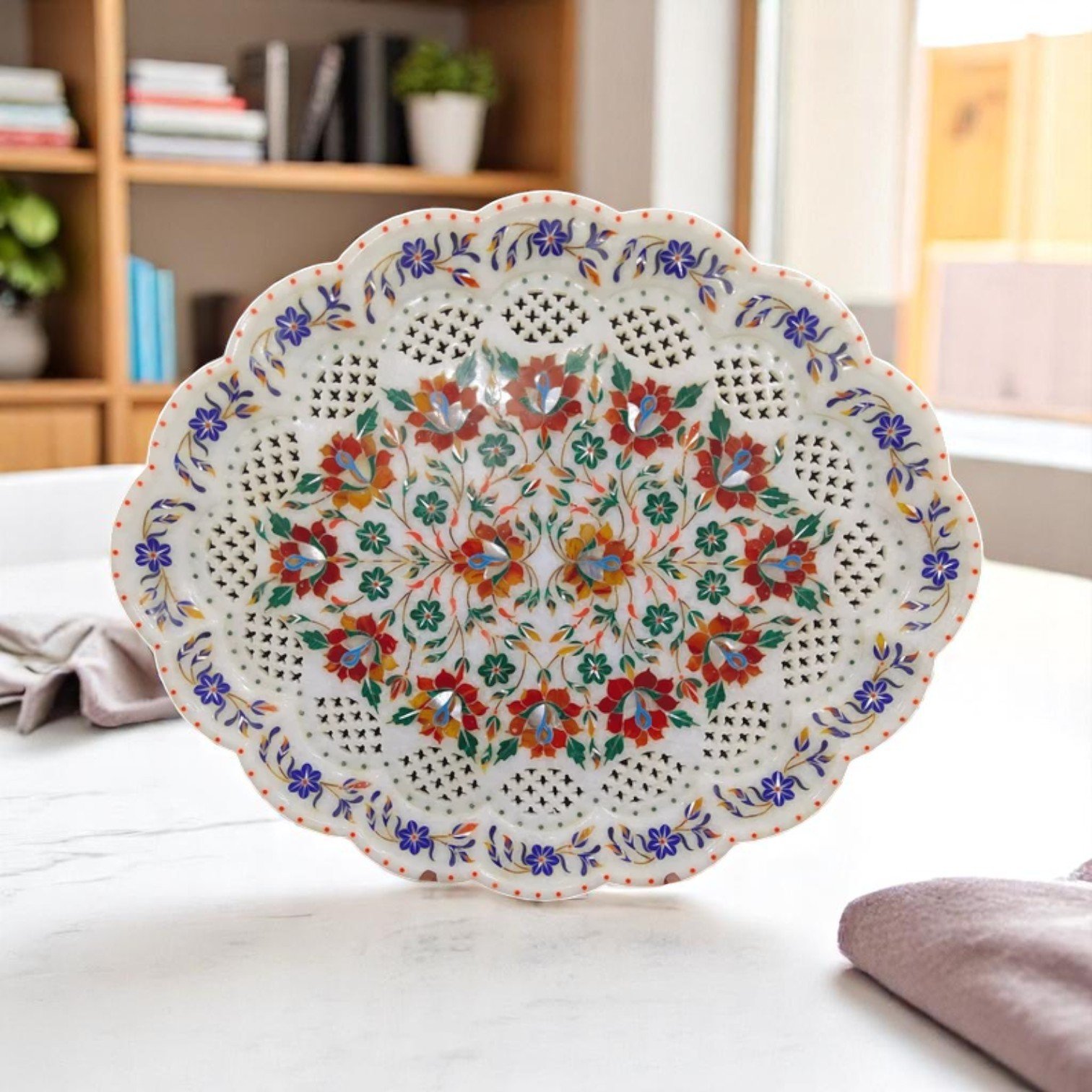 Decorative Marble Platter Featuring