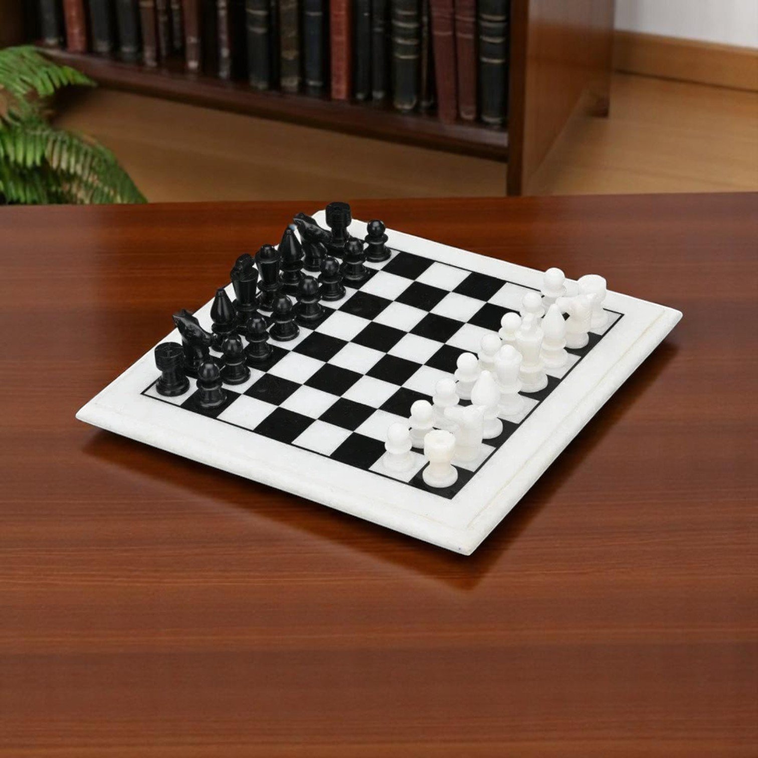 Decorative Marble Chess Set Octagonal White Marble