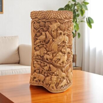 Hand-Carved Wooden Decorative Vase