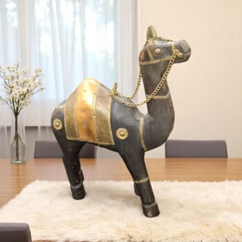 Decorative Camel Sculpture With Black And Gold